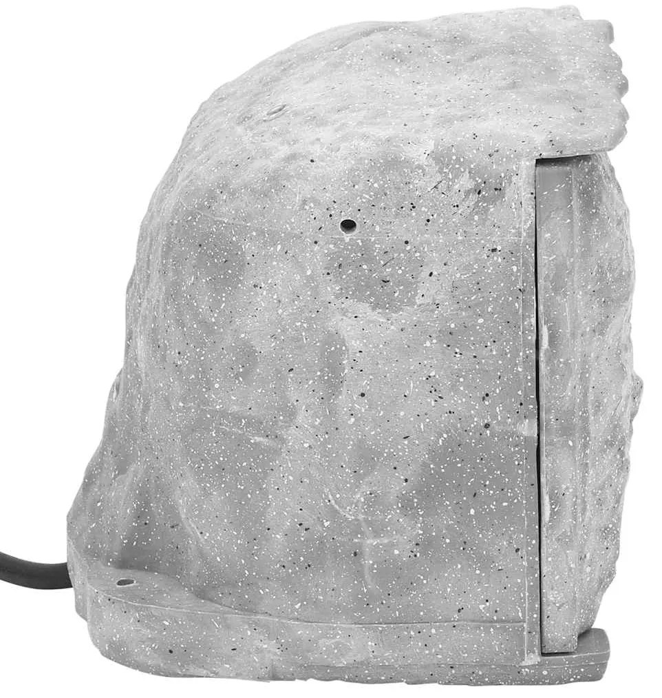Tomada exterior c/ estaca/sensor luz 4 vias aspeto pedra cinza