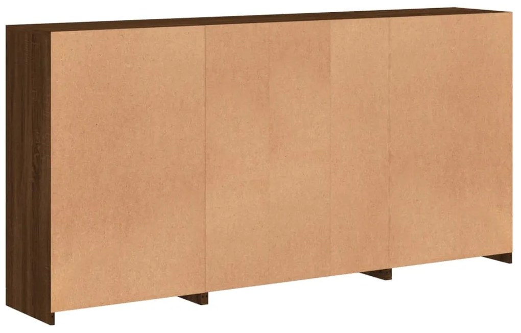 Aparador com luzes LED 202x37x100 cm carvalho castanho