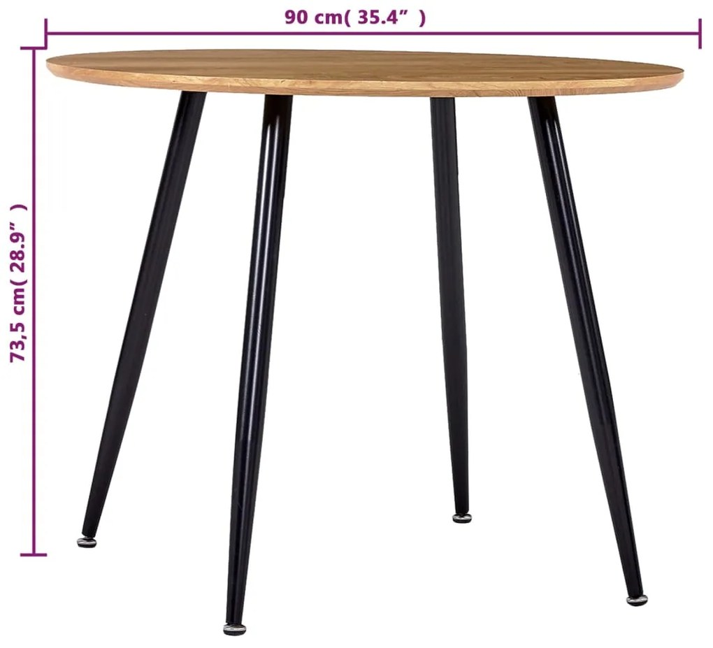 Mesa de jantar 90x73,5 cm MDF cor carvalho e preto