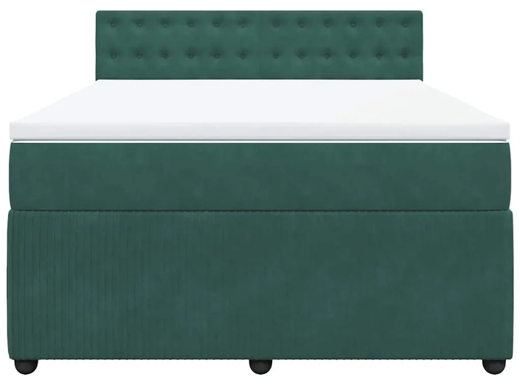 Cama com molas/colchão 140x200 cm veludo verde-escuro