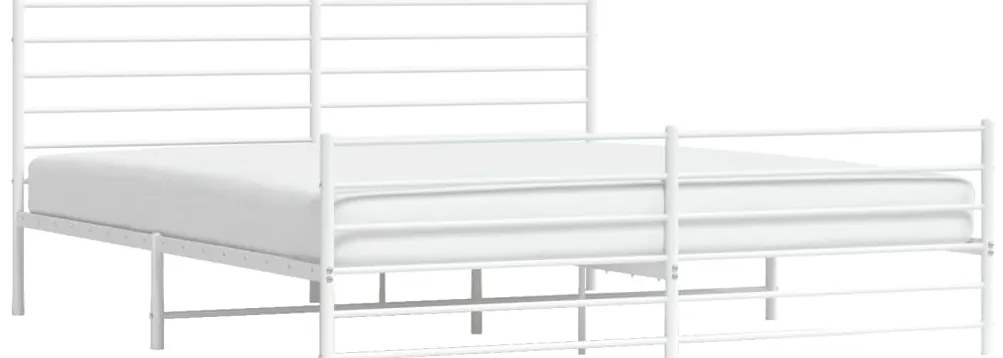 Estrutura de cama com cabeceira e pés 200x200 cm metal branco
