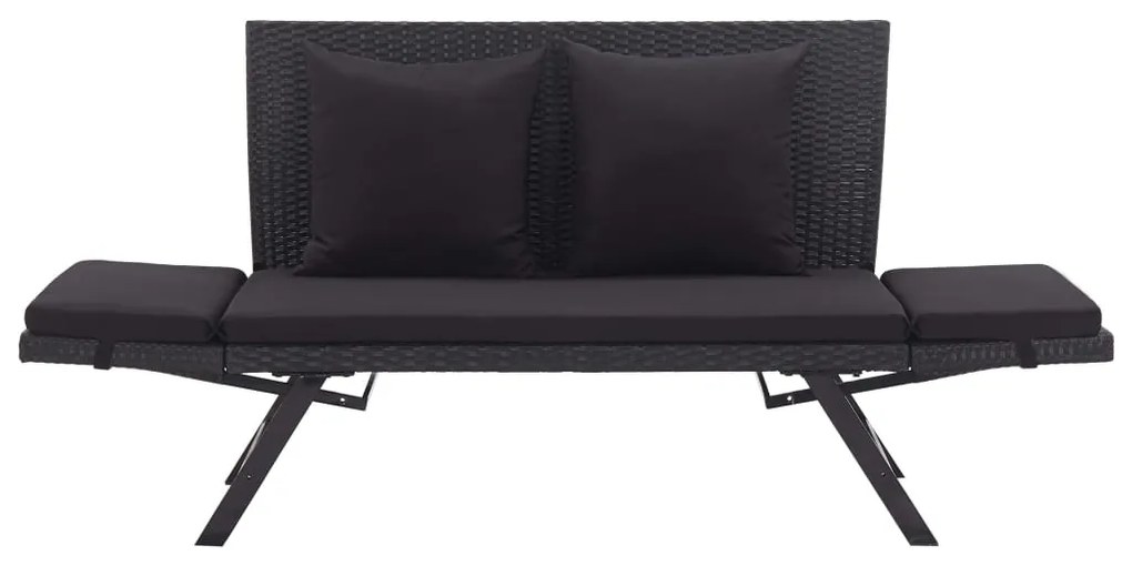 Banco de jardim c/ almofadões 176 cm vime PE preto