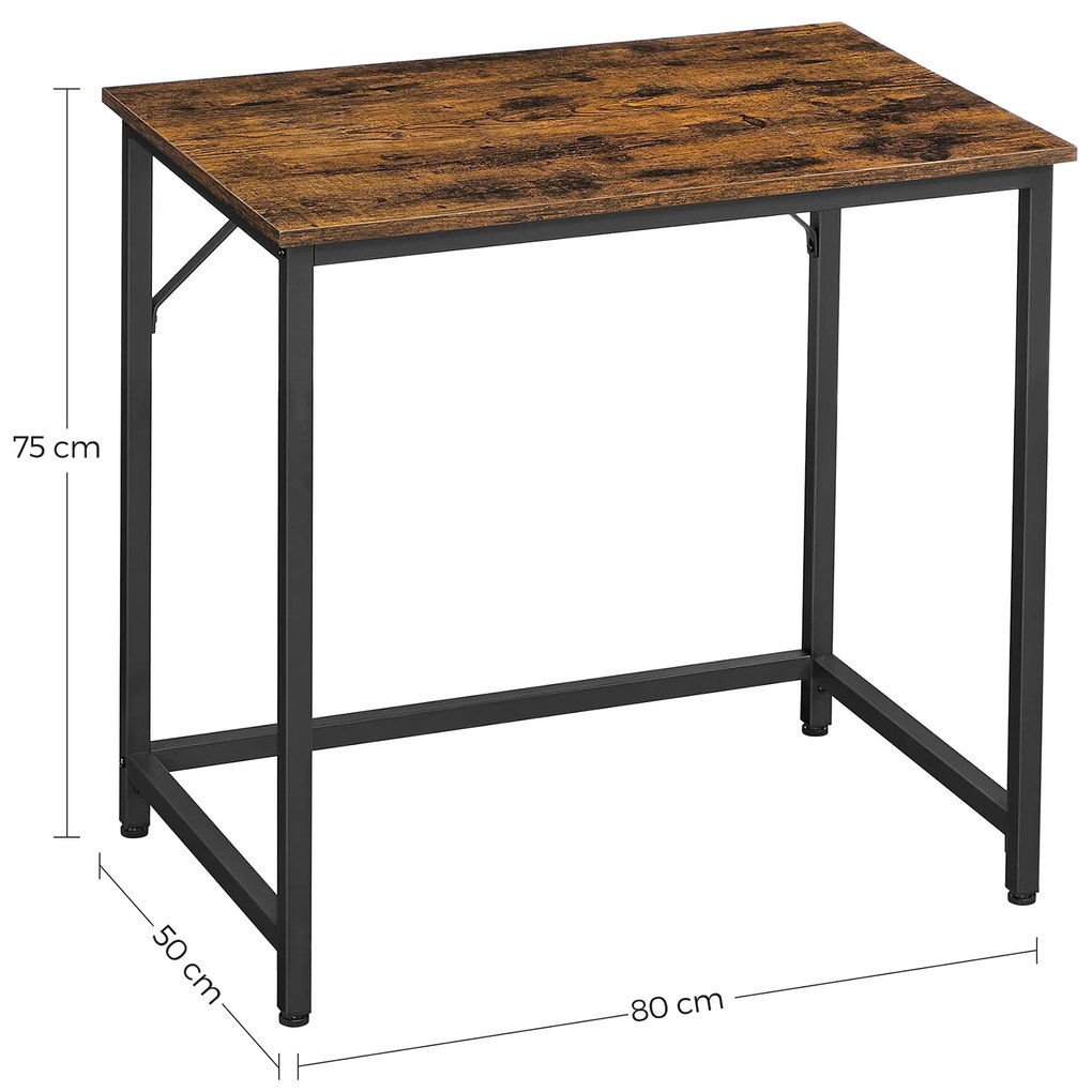 Mesa de escritório estreita em design industrial 80 x 50 x 75 cm castanho Vintage-preto
