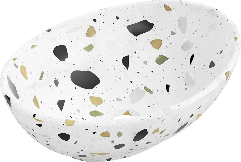 Mexen Elza lavatório de bancada 40 x 33 cm, pedra branca terrazzo - 21014083