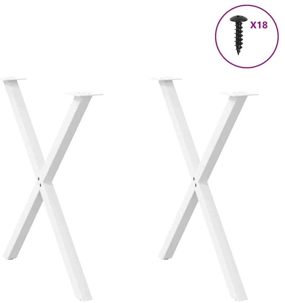 Pés para mesa de jantar em formato de X, 2 peças, branco, 70x(72-73) c