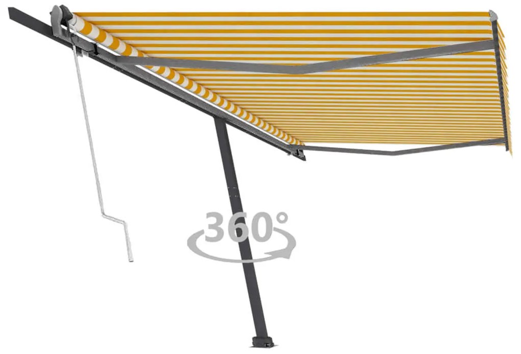 Toldo automático independente 500x300 cm amarelo e branco