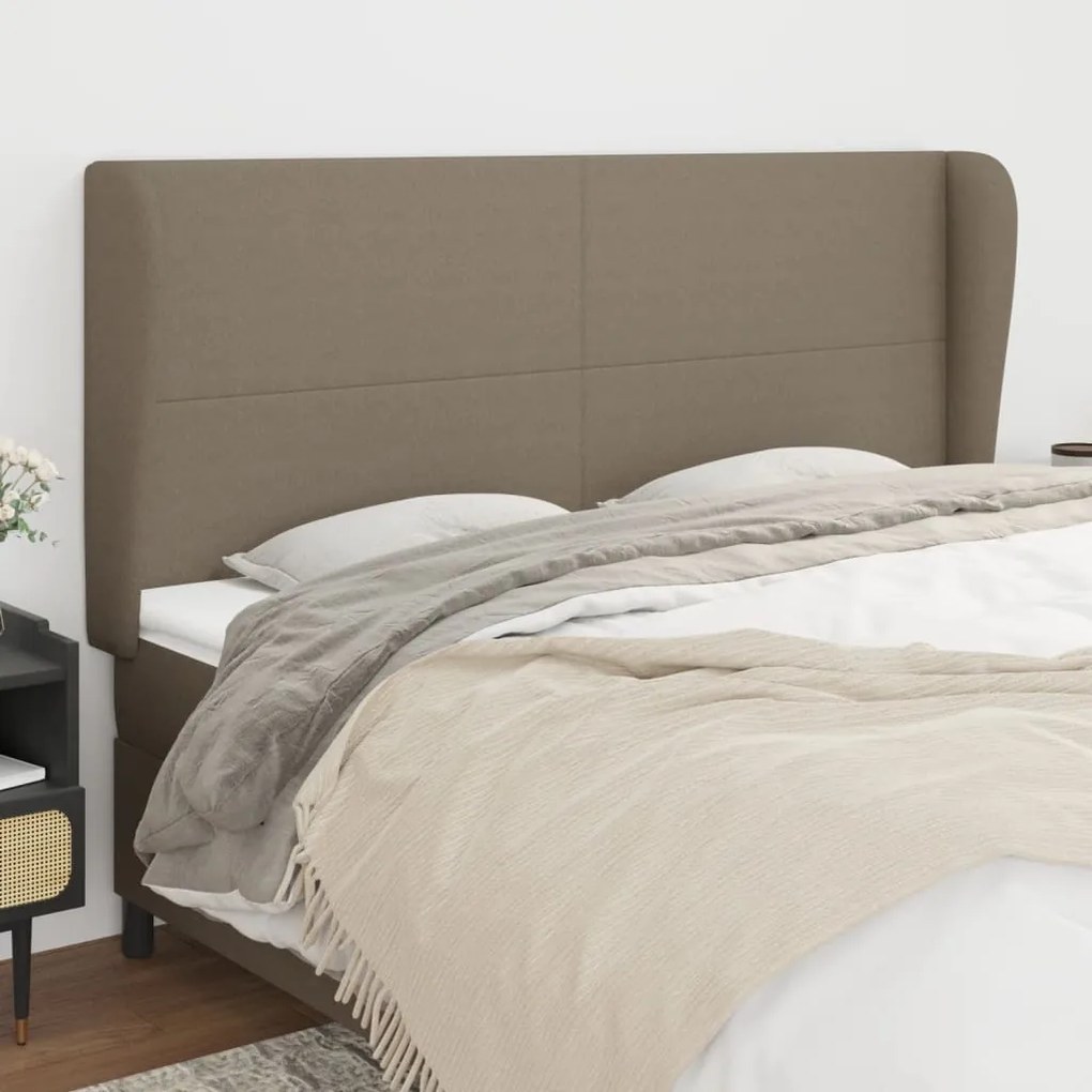 Cabeceira cama abas tecido 163x23x118/128 cm cinza-acastanhado