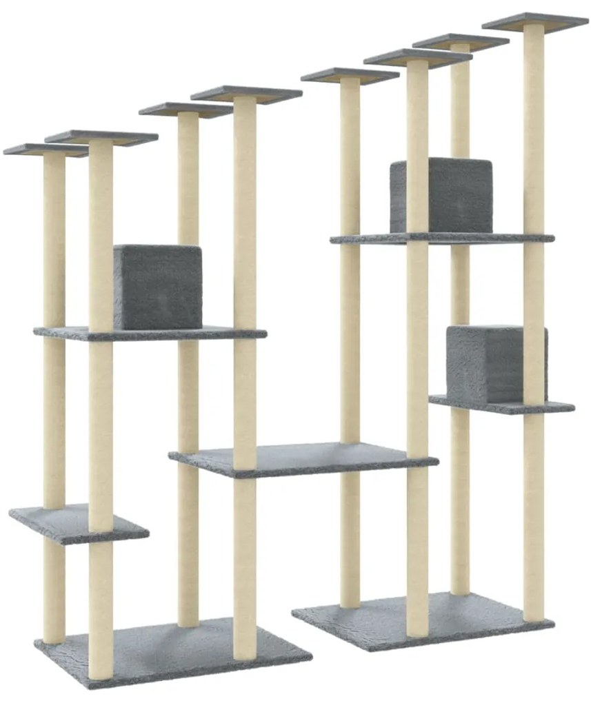 Árvore p/ gatos c/ postes arranhadores sisal 174 cm cinza-claro