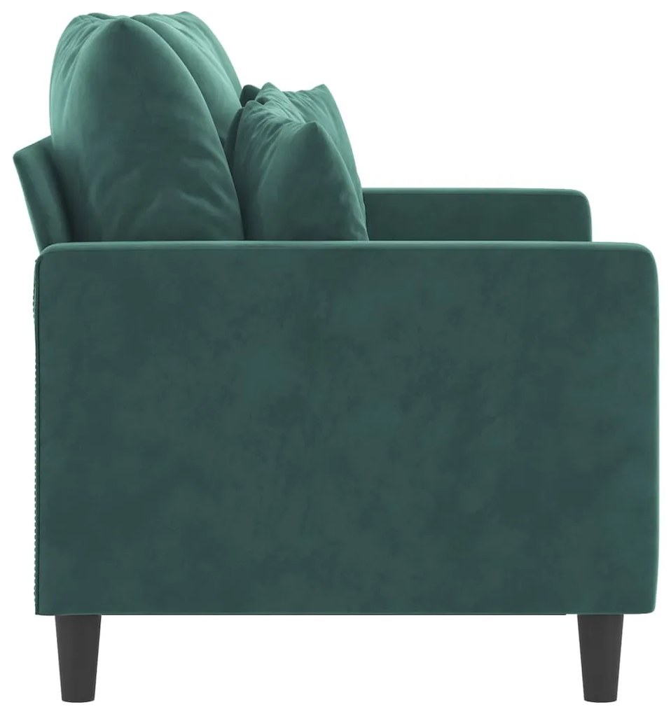 Sofá de 2 lugares 120 cm veludo verde-escuro
