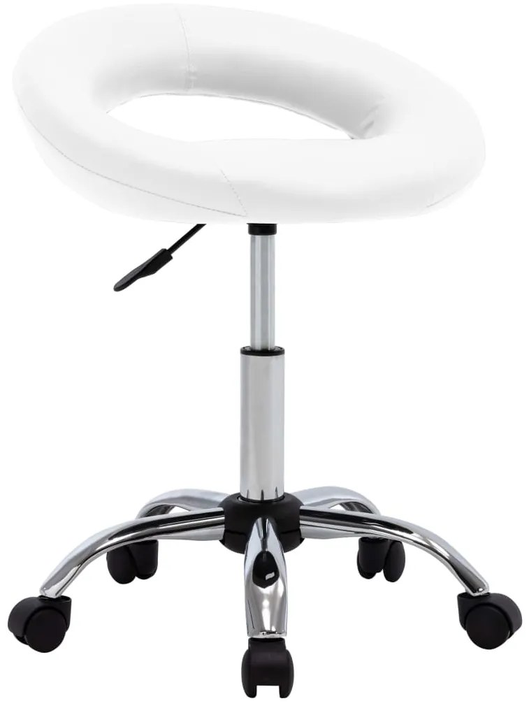 Cadeira de trabalho com rodas couro artificial branco