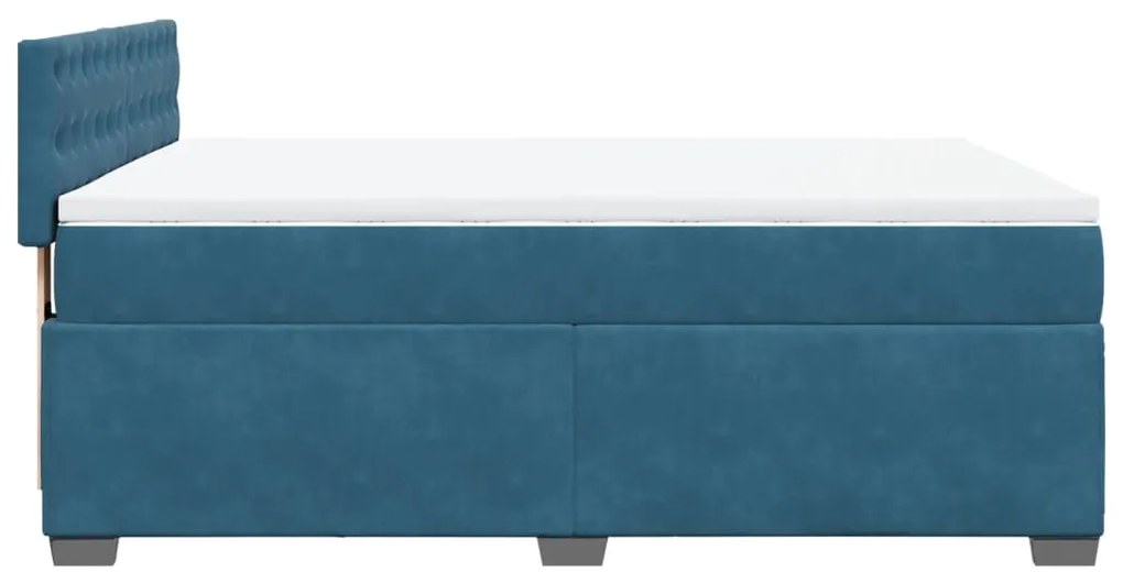 Cama boxspring com colchão 140x190 cm veludo azul