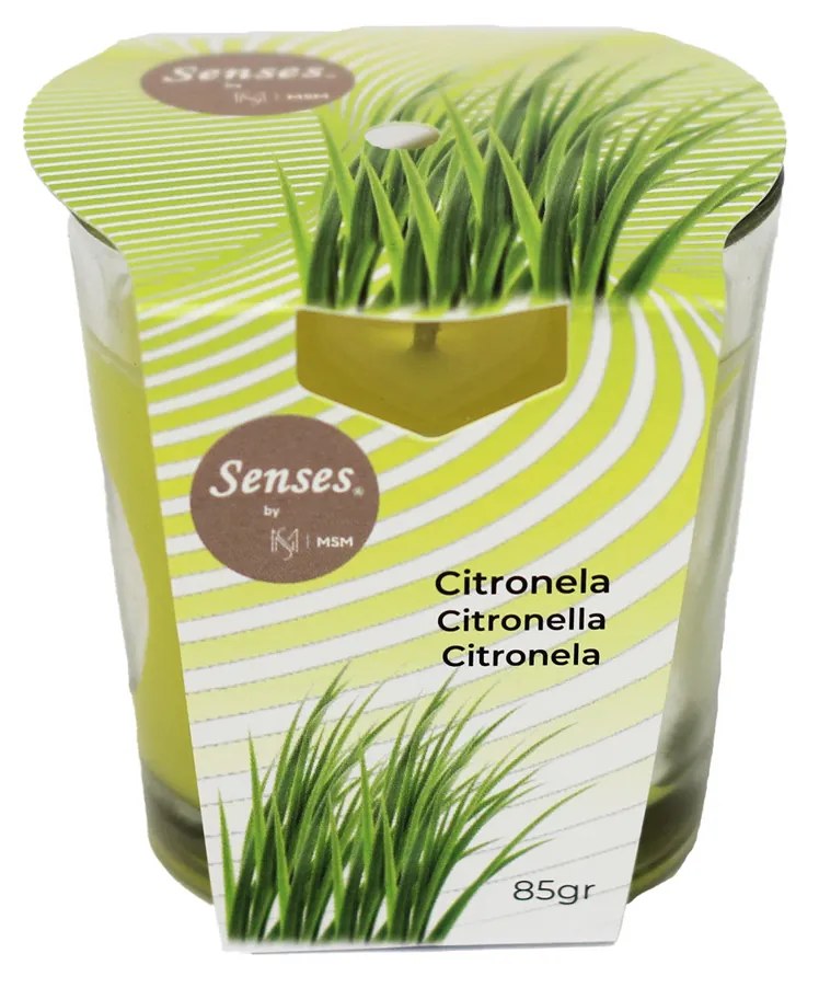 Vela Vidro Citronela 85G 7X7CM