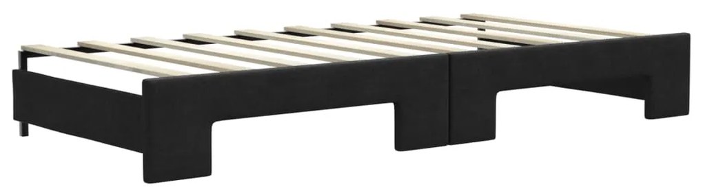 Sofá-cama com gavetão e gavetas 90x190 cm tecido preto