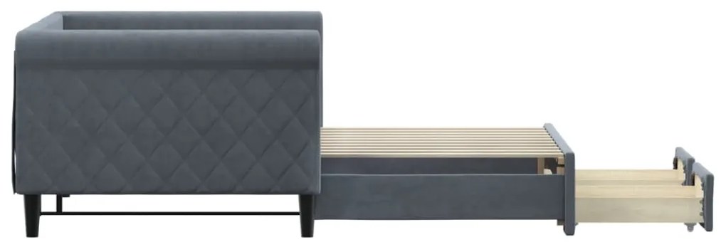 Sofá-cama c/ gavetão e gavetas 90x190 cm veludo cinzento-escuro