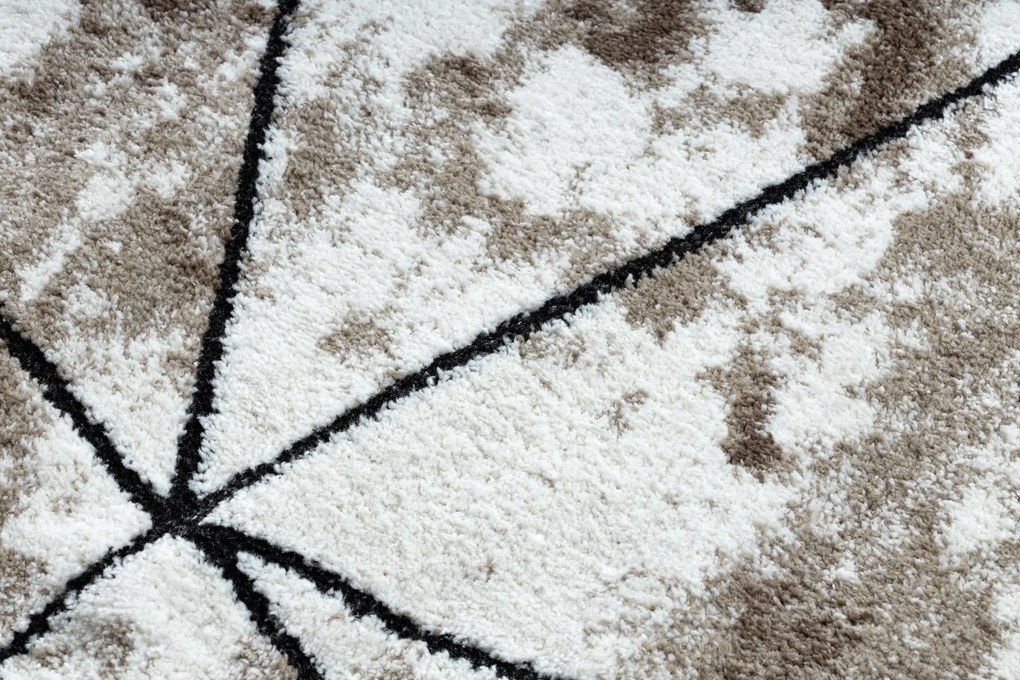 Tapete moderno COZY Polygons Circulo, geométrico, triângulos - Structural dois níveis de lã castanho