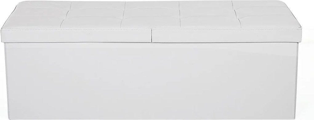Banco arrumação ou entrada 110 x 38 x 38 cm em imitação de pele, tampa com dobradiças branco