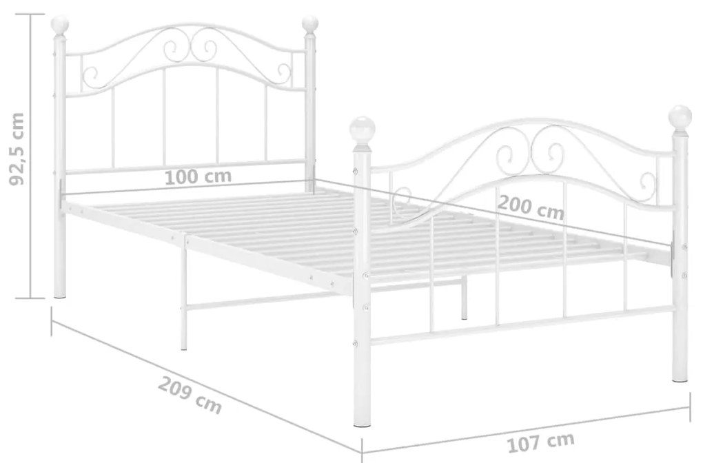 Estrutura de cama 100x200 cm metal branco