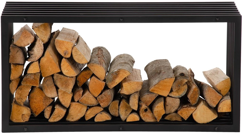 Suporte para lenha Irving em aço inoxidável 50 x 100 x 40 cm Preto
