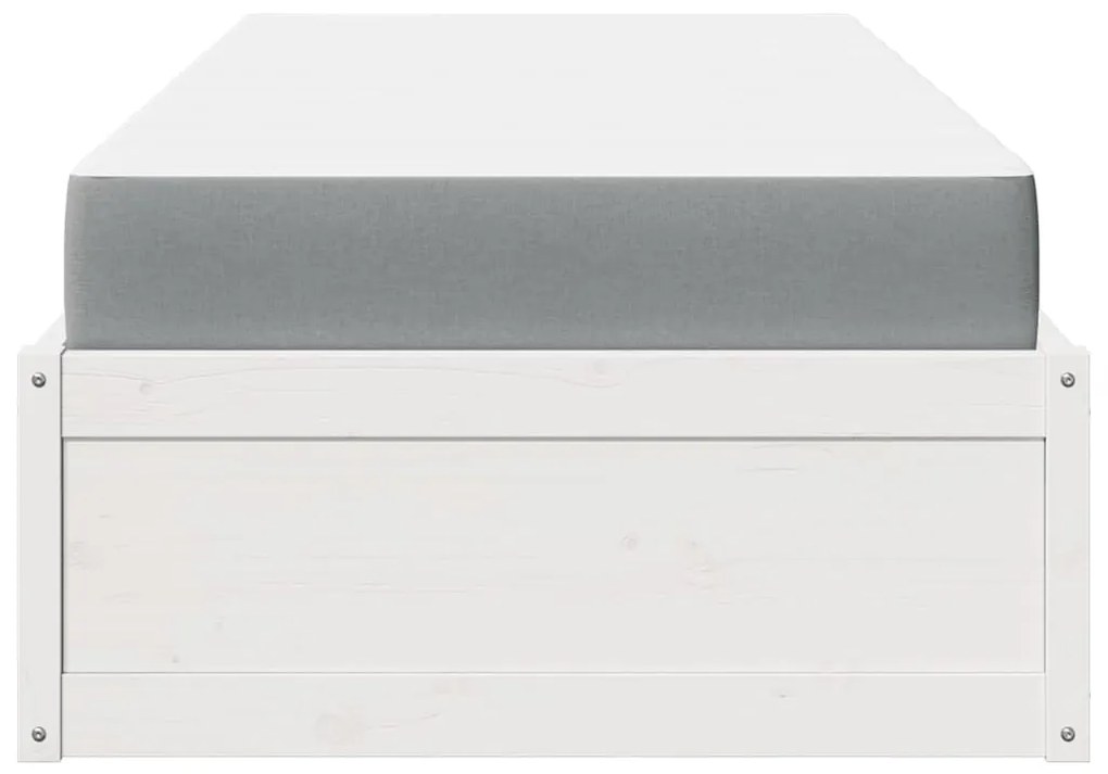 Cama com colchão 90x200 cm madeira de pinho maciça branco