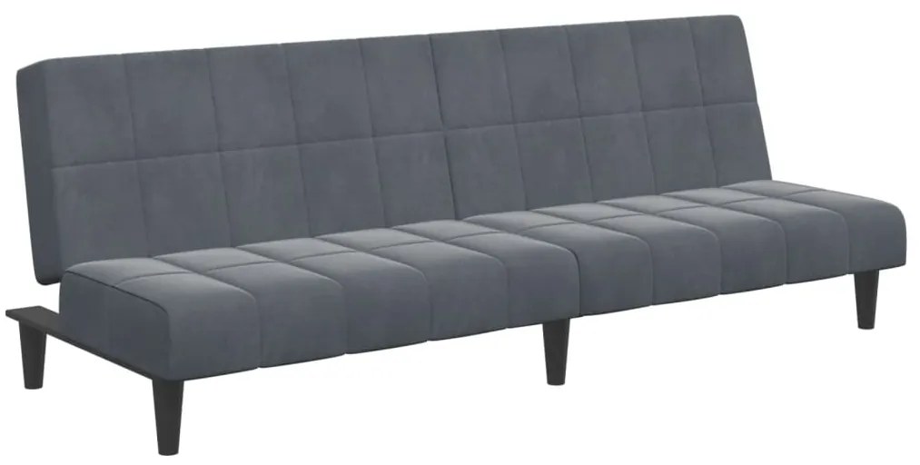 Sofá-cama 2 lugares c/ apoio de pés veludo cinzento-escuro