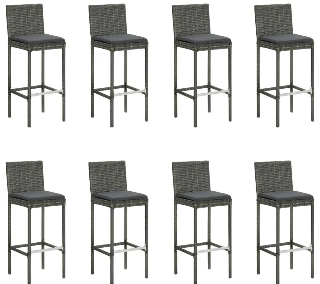 9 pcs conjunto de bar para jardim com almofadões cinzento