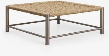 Mesa De Centro Quadrada 80x80 Cm Em Aço Inoxidável E Juta Narnial Aço Inoxidável - Juta - Sklum