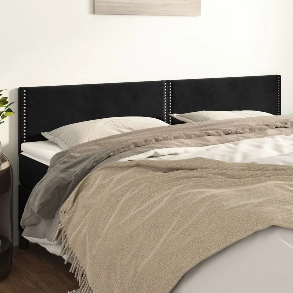 Cabeceira de cama 2 pcs veludo 80x5x78/88 cm preto