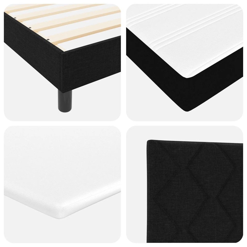 Cama Box Spring vidaXL com Colchão Preto 90x190 cm Tecido