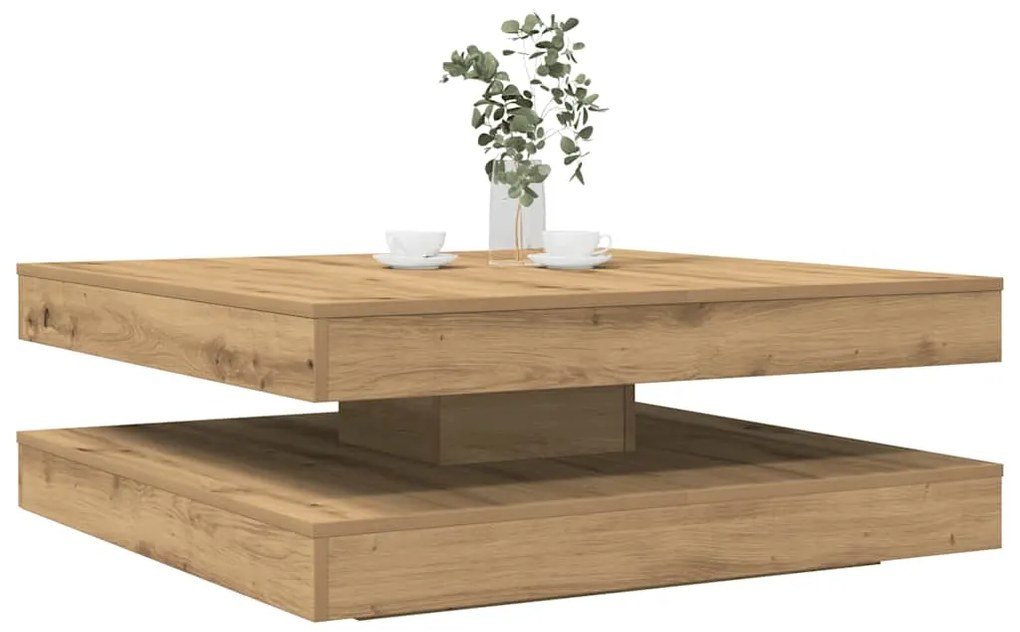 vidaXL Mesa centro rotativa a 360graus 90x90x34,5cm carvalho artisiano