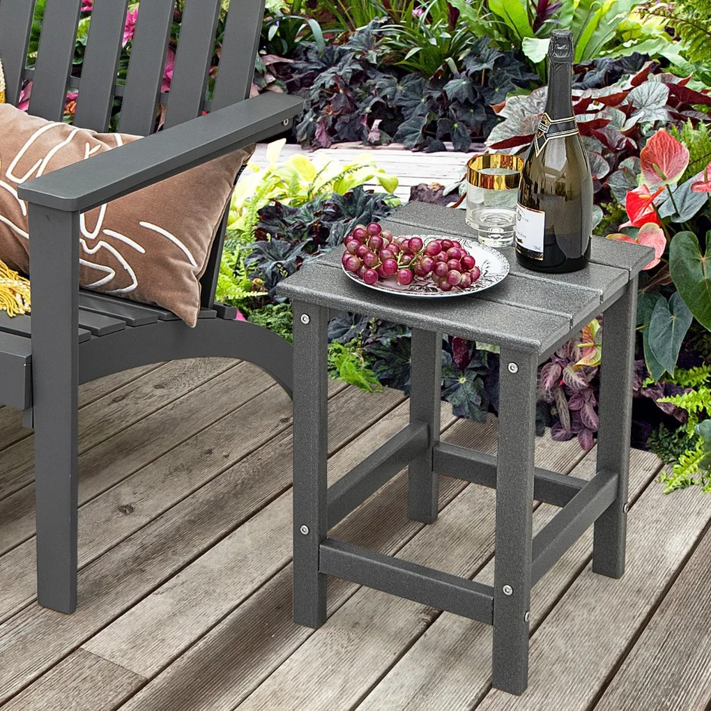 Mesa quadrada para jardim para exterior 36 x 36 x 47 cm resistente às intempéries em HDPE Cinzenta
