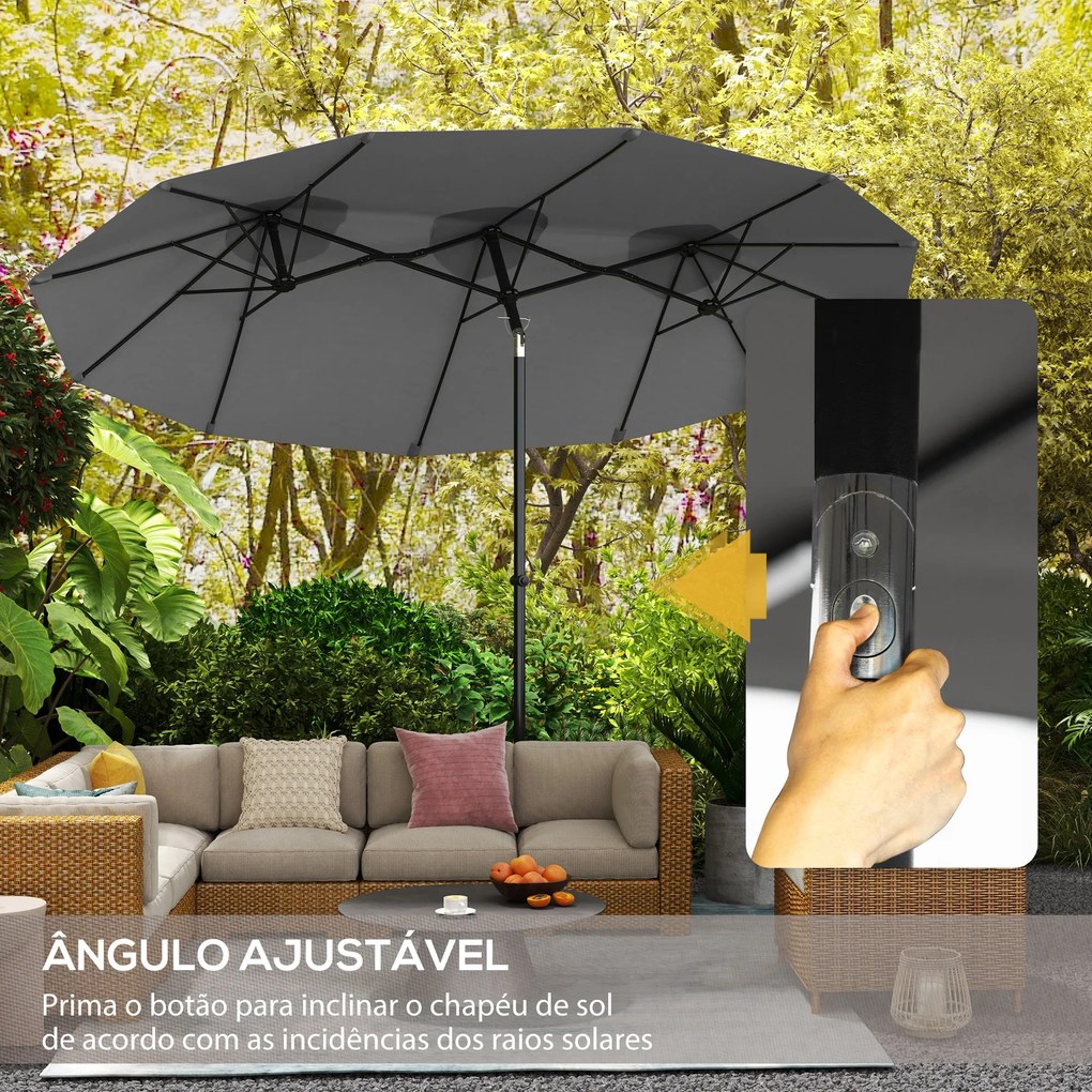 Chapéu de Sol Duplo 285x147x227cm Chapéu de Sol de Jardim com Inclinaç