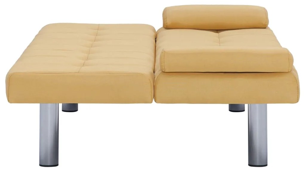 Sofá Cama Vivian - Cor Amarelo - Em Tecido, Estrutura em Madeira, Pern