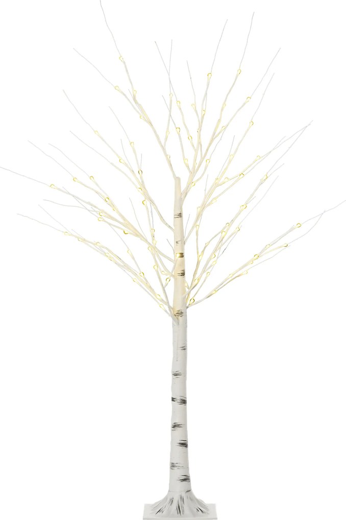 HOMCOM Árvore Bétula 96 Luzes LED IP44 Branco Quente Ramos Flexíveis Decoração Natal 22x22x150cm Estilo Moderno | Aosom Portugal