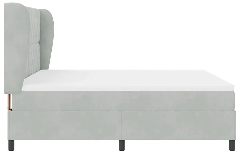 Cama Box com Colchão - Cinza Claro, 180x200 cm, Veludo