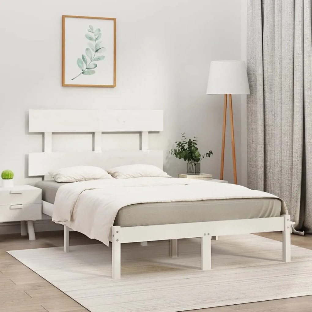 vidaXL Estrutura de cama 120x200 cm madeira maciça branco