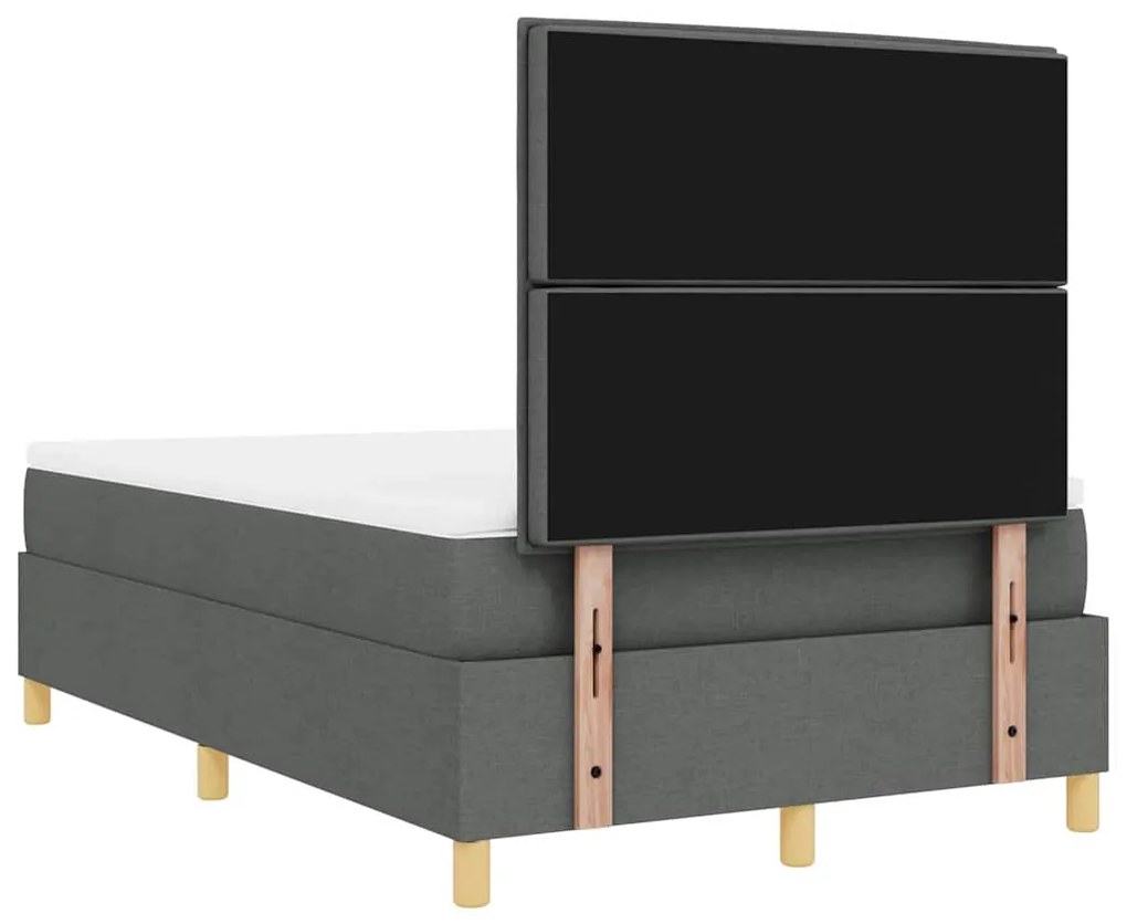 Cama Box Spring com Colchão &amp; LED Cinza Escuro 120x200 cm Tecido
