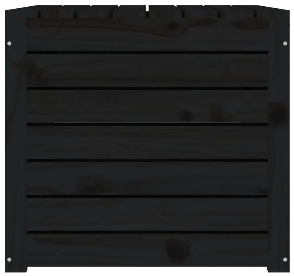 Baú de Arrumação para Jardim - Preto - Madeira de Pinho - 101x50,5x46,