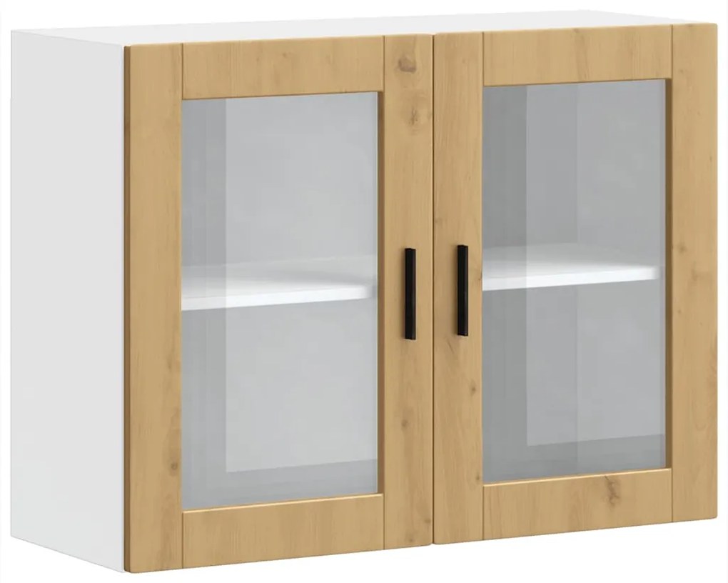 vidaXL Armário de parede cozinha porta vidro Porto carvalho artesanal