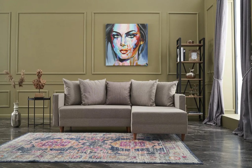 Sofá-Cama de Canto Aydam – Creme – 215x80x150 cm