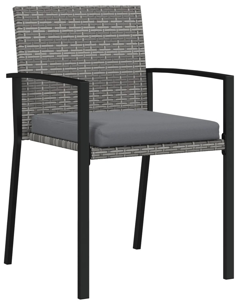 Conjunto de Jantar 9 Peças Cinza Rattan Poliéster