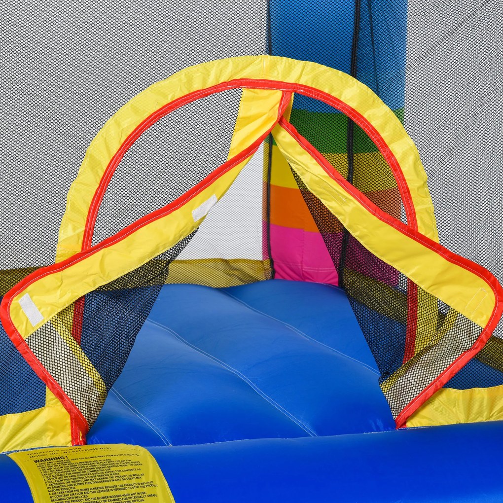 Outsunny Castelo Inflável com Trampolim e Piscina para Crianças acima de 3 Anos Inclui Inflador e Bolsa de Transporte para Interior Exterior 280x170x155cm Multicor