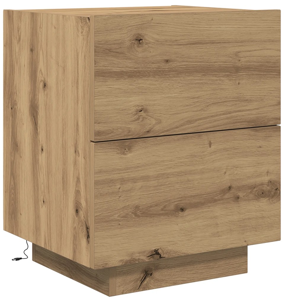 Camas de cabeceira vidaXL com luzes LED 2 pcs Carvalho Artesanal 45x40