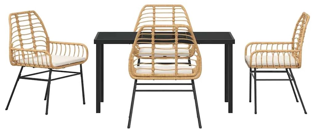 Conjunto de Jantar de Jardim de 5 Peças com Almofadas, Rattan Sintétic