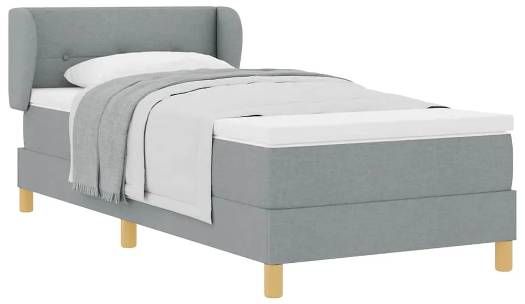 Cama Box Spring vidaXL com Colchão em Cinza Claro, 90x200 cm, Tecido