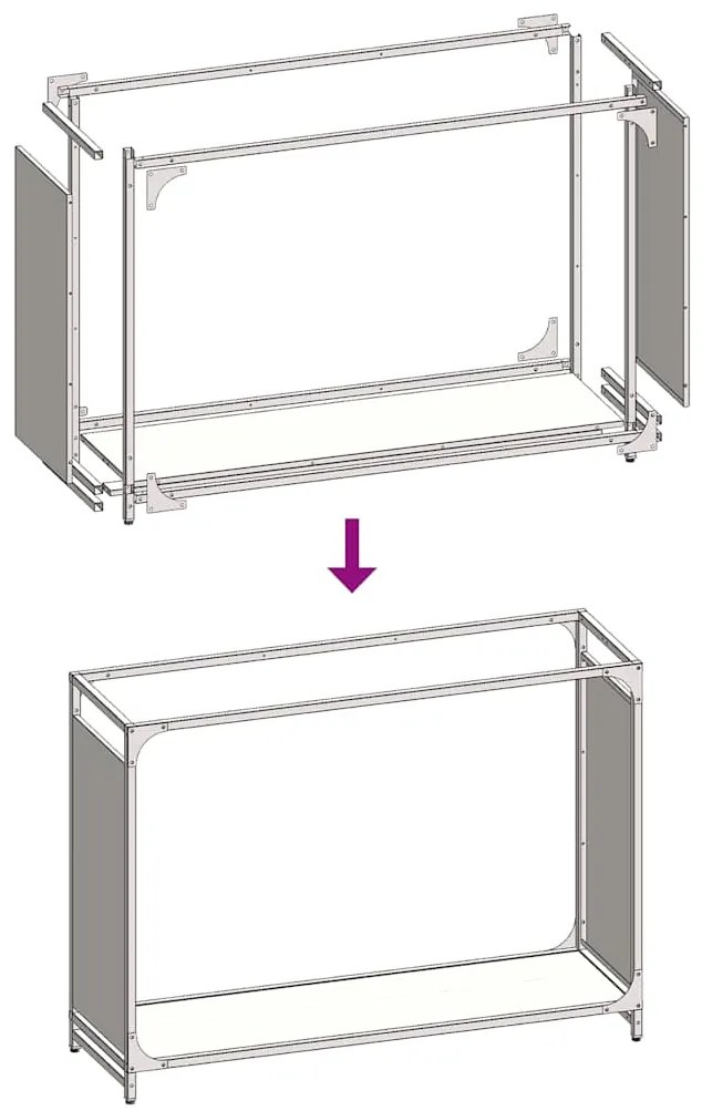 Suporte para lenha 90x28x65 cm aço laminado a frio branco
