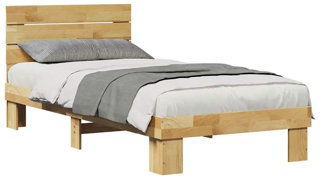 Estrutura cama cabeceira sem colchão 75x190 cm maciça carvalho