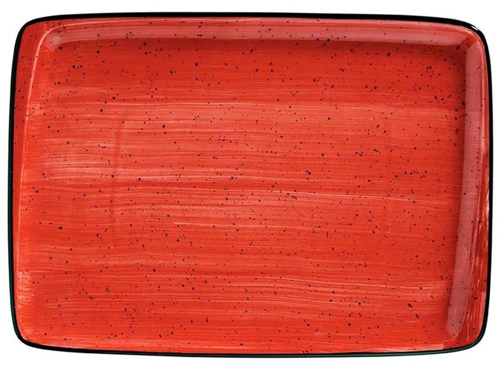 Bandeja Porcelana Passion Retangular Vermelho 36X25cm