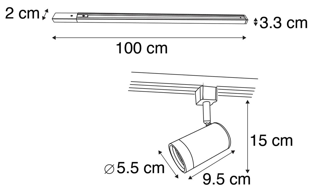 Sistema de iluminação de trilho monofásico moderno com 15 focos branco - Iconic Jeana