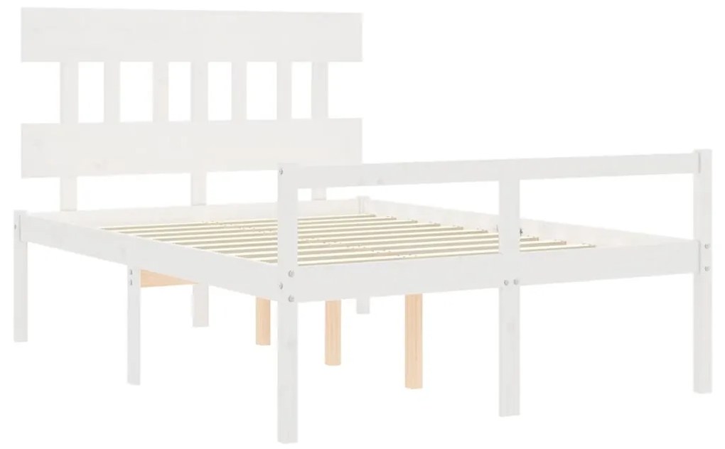 Cama de casal para idosos c/ cabeceira madeira maciça branco