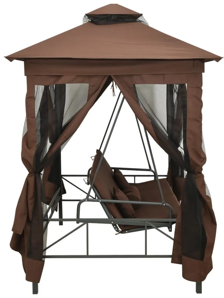 Gazebo com baloiço conversível cor café